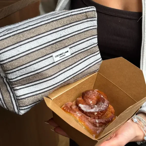 Towelling Makeup Bag, Retro Stripes